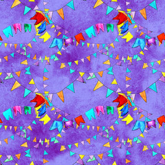 Watercolor hand drawn  grunge event celebration party seamless vintage pattern