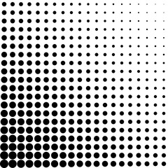 black dots decreased from one corner to another, vector background