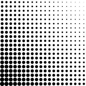 Black Dots Decreased From One Corner To Another, Vector Background