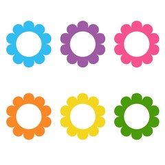 Set of flat icon flower icons in silhouette isolated on white. daisy logo
