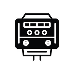 Black solid icon for electric meter