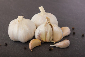 Garlic on black background