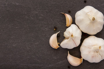 Garlic on black background