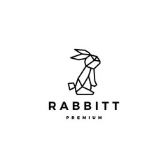 geometric rabbit hare bunny logo vector icon origami illustration