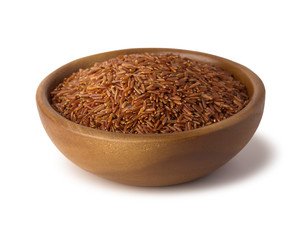 Rice in bowl isolated on white background