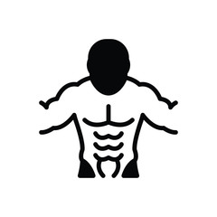 Black solid icon for abs muscles