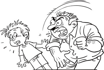 Cartoon illustration of bizarre long arm slapping face