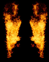 Flame on black background, pawn silhouette on fire