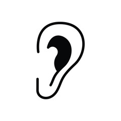 Black solid icon for ear listen 