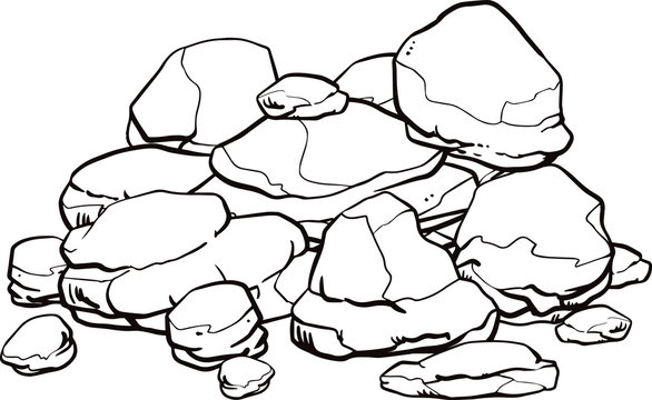 Large stones set. Hand drawing. vector