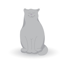 a funny picture of a cat on a grey background.vector