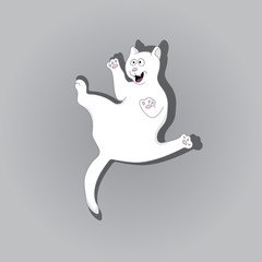 a funny picture of a cat on a grey background.vector