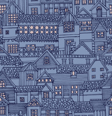 Seamless pattern : hand drawn buildings 
