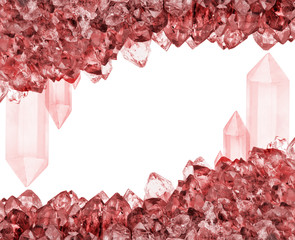 isolated frame from ruby red crystal group
