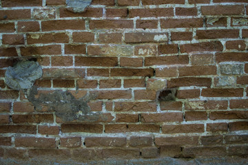 Background ancient red brick wall