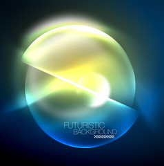 Blue neon bubbles and circles futuristic abstract background
