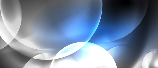 Shiny neon color light with circles abstract background