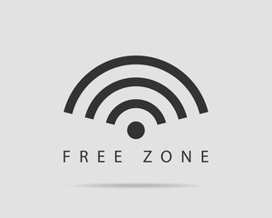 Free wi fi icon. Connection zone wifi vector symbol. Radio waves signal.