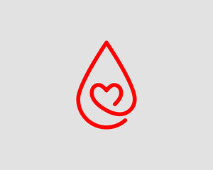 Red blood drop vector icon isolated on white background. - obrazy, fototapety, plakaty