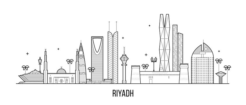 Riyadh skyline Saudi Arabia city buildings vector