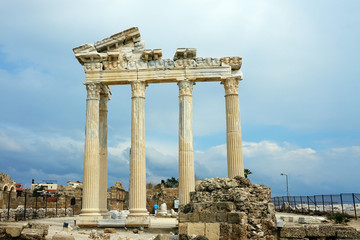 detail from archaelogical site of Roman ruins in Alanya Town of Antalya , Turkey