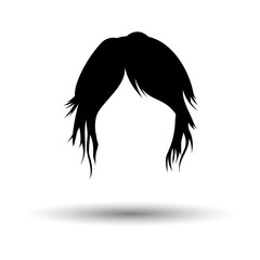Woman hair dress. Black on White Background With Shadow. Vector Illustration.