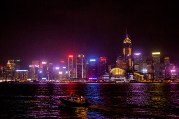 Naklejka premium City at night in Hongkong