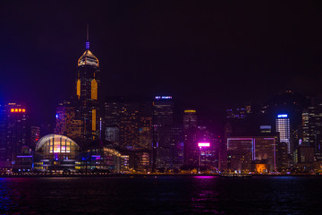 City at night in Hongkong