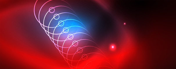 Neon glowing techno lines, hi-tech futuristic abstract background template, vector