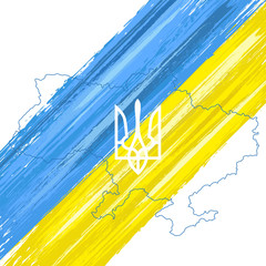 Ukraine flag with paint brush strokes