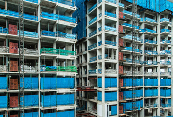 residential building under work construction facade