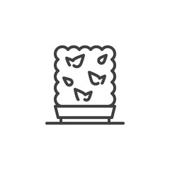 Square plant in a flower pot line icon. linear style sign for mobile concept and web design. Garden Bush, shrub outline vector icon. Gardening symbol, logo illustration. Vector graphics