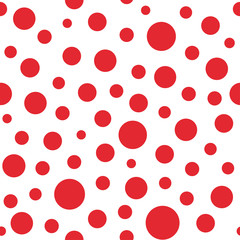 Seamless abstract pattern with big circles and dots of red color.