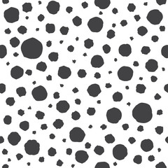 Fototapeta na wymiar Seamless abstract pattern with black shabby spots on white background. Geometric background.