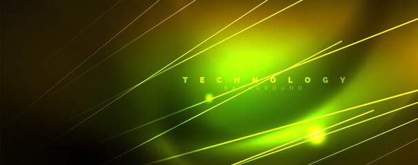 Fototapeta na wymiar Shiny color neon light with lines, abstract wallpaper, shiny motion, magic space light. Techno abstract background