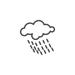 Cloud with rain line icon. linear style sign for mobile concept and web design. Rainy cloud outline vector icon. Forecast weather symbol, logo illustration. Vector graphics