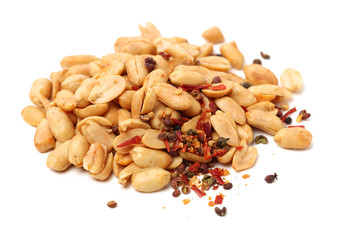 Peanuts on a white background