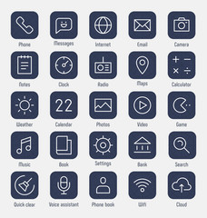 A set of application icons on a mobile device. flat design style minimal vector illustration