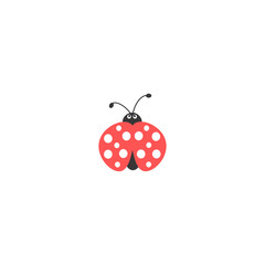 Flying Ladybug icon isolated on white. Flat summer icon in black and red.