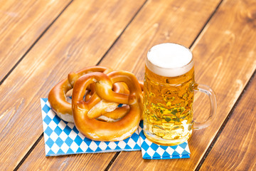 pretzel and beer for german oktoberfest