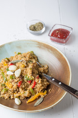 Pilaf Bulgur with vegetables and spices