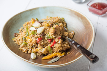 Pilaf Bulgur with vegetables and spices