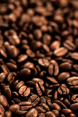 coffee beans on burlap background