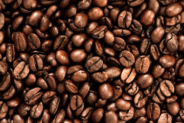 Macro photo of roasted coffee beans background