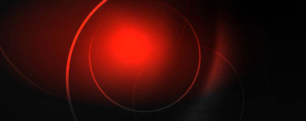 Dark abstract background with bright color neon lights and lines. Glowing background