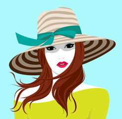 Woman wearing beach hat