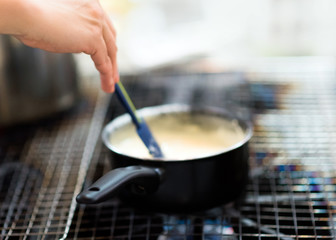 Chef preparing food, meal, in the kitchen, chef cooking