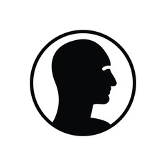 Black solid icon for human profile 
