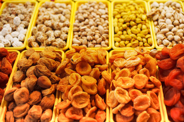 Trays of Oriental sweets in the store