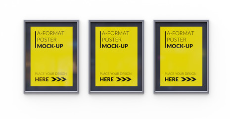 Empty advertising poster (banner) - mockup template isolated on white background. 3D rendering